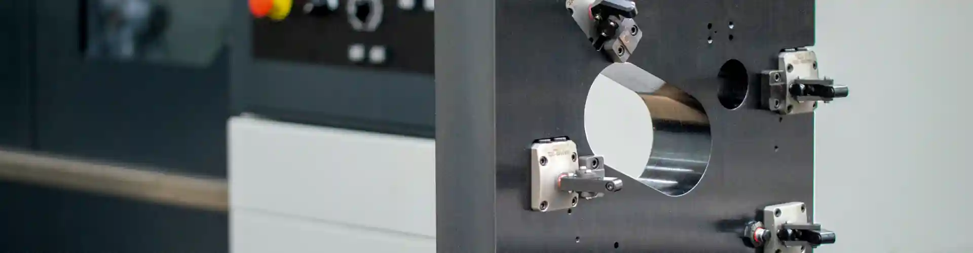 Workholding fixture with clamping components representing workholding solutions.