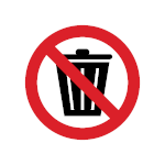 Icon of a crossed-out scrap symbol indicating reduced scrap rate in manufacturing with turnkey process control.